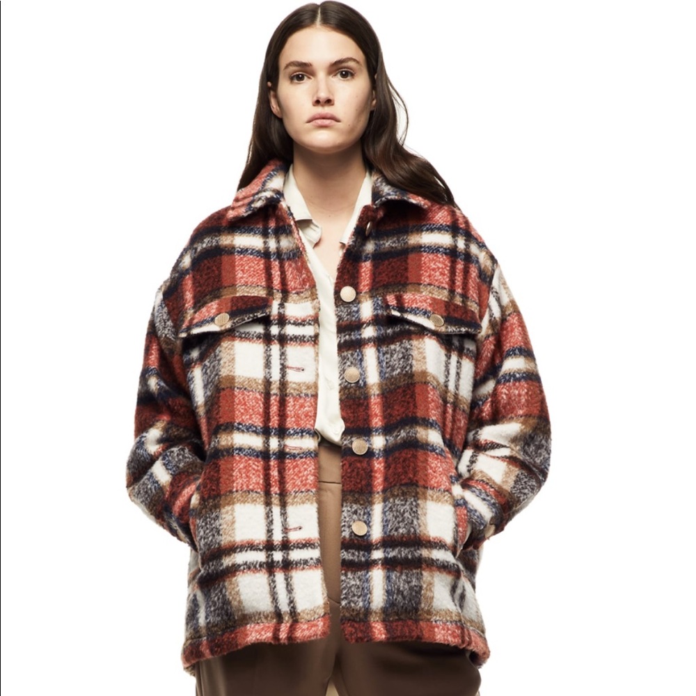 Zara wool blend waffle knit over-shirt